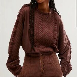 Free People Chocolate Ruffle Blouse